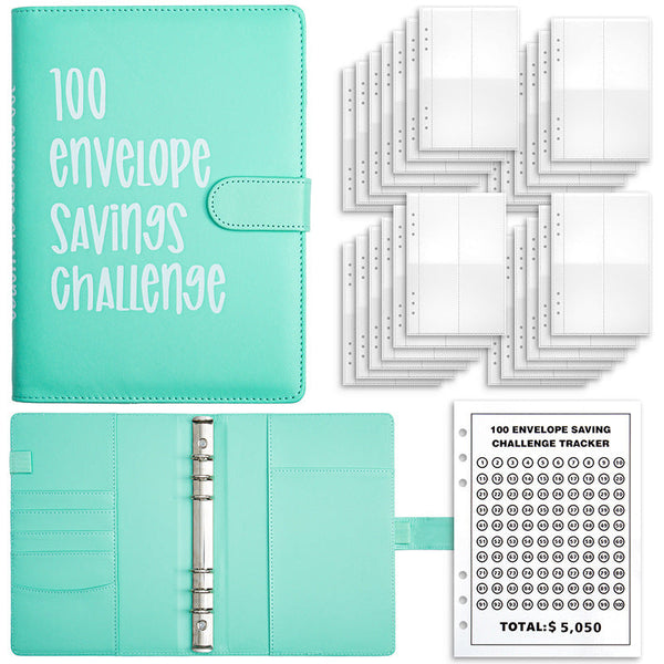 Pink 100 Day Savings Challenge Cash Binder With Tracker And Refillable Notebook Personal Organisers