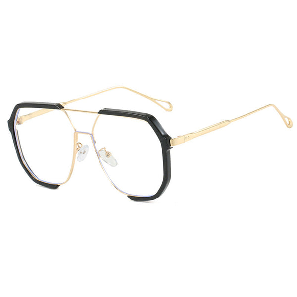 Elosung Black Frame White Tablets Unisex Oversized Aviator Metal Retro Fashion Eyewear With Ac Lenses Sunglasses