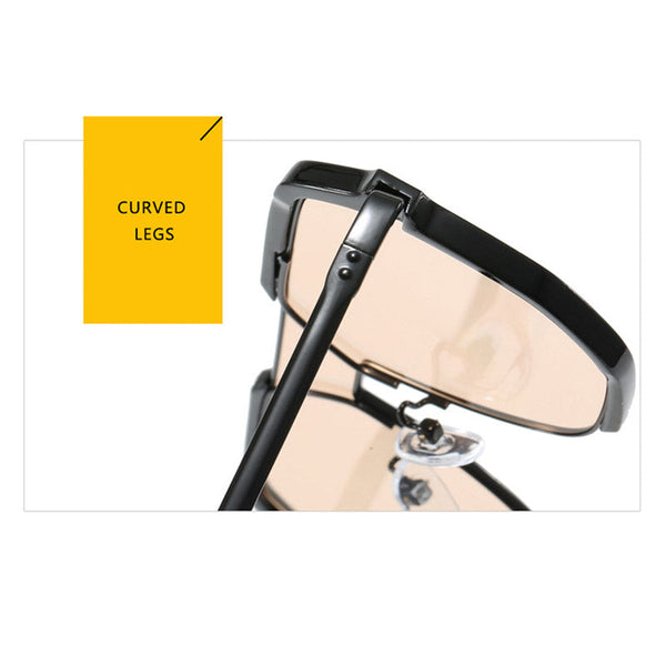 Elosung Transparent White Tablets Unisex Oversized Aviator Metal Frame Retro Fashion Eyewear With Ac Lenses Sunglasses