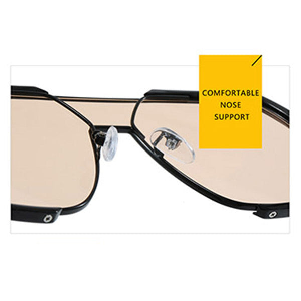 Elosung Transparent White Tablets Unisex Oversized Aviator Metal Frame Retro Fashion Eyewear With Ac Lenses Sunglasses