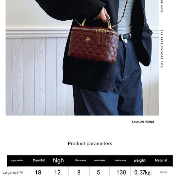 Black Luxury Quilted Mini Box Handbag With Chain Strap And Metal Handle Elegant Evening Purse Women's Bags & Handbags