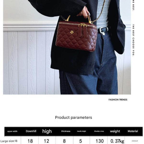 Elosung Brown Luxury Quilted Mini Box Handbag With Chain Strap And Metal Handle Elegant Evening Purse Women's Bags & Handbags