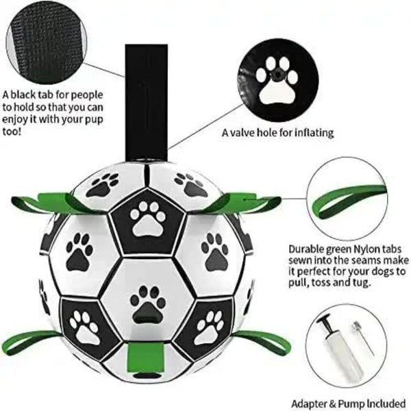 Elosung 15 X 15Cm Interactive Dog Toy Soccer Ball With Rope | Outdoor Fetch & Tug Play For Dogs Training Exercise Pet Dog Toys