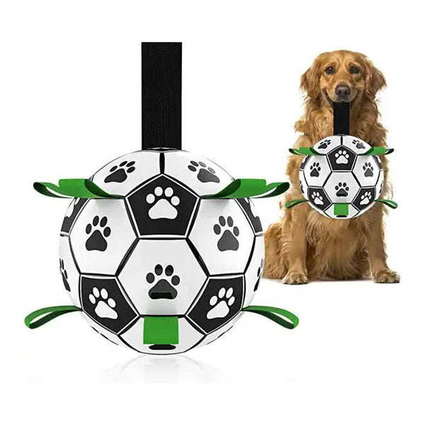 Elosung 19 X 19Cm Interactive Dog Toy Soccer Ball With Rope Outdoor Fetch And Tug Play For Dogs Training Exercise Pet Dog Toys