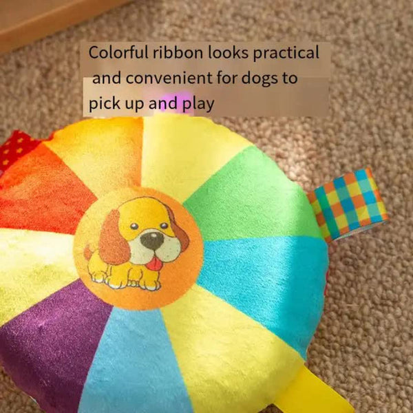 Elosung 3 Pcs Dog Pattem Plush Chew Toy With Sound | Interactive Frisbee For Teeth Grinding & Play Durable Non Toxic Pet Flashlights