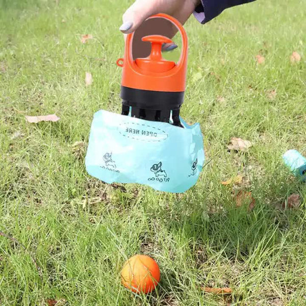 Elosung Orange Dog Poop Scooper Outdoor Pet Waste Picker Six Claw Tool For Easy Clean Up Travel Friendly Pooper Scooper & Bags