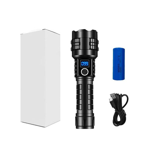 Elosung Carton Box Led Flashlight Powerful Rechargeable Type Torch With Digital Display For Home & Outdoor Use Flashlights