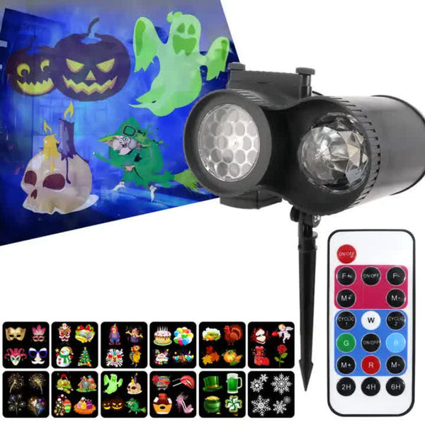 Elosung Bracket Outdoor Waterproof Lawn Dual Tube Projection Light Led Halloween & Christmas Dynamic Ripple Animation Replaceable 12 Slides Stake Or S