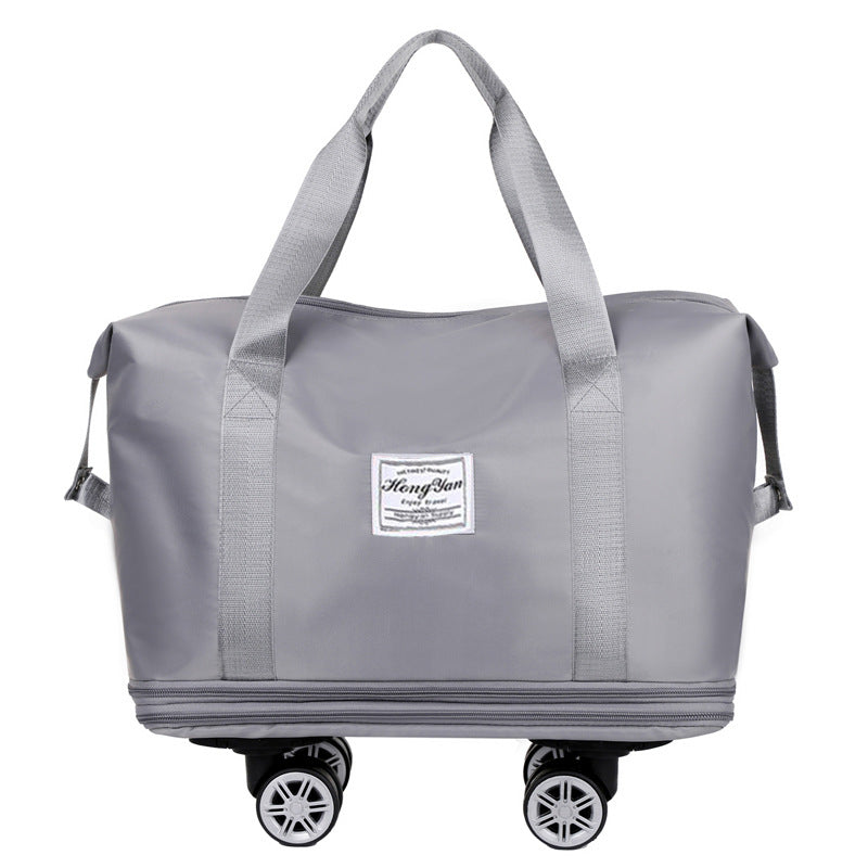 Elosung Grey Large Capacity Travel Bag With Expandable Design Waterproof & Wet Dry Separation 360A Spinner Wheels Ideal For Students Business And Mate