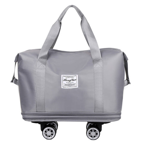 Elosung Grey Large Capacity Travel Bag With Expandable Design Waterproof & Wet Dry Separation 360A Spinner Wheels Ideal For Students Business And Mate