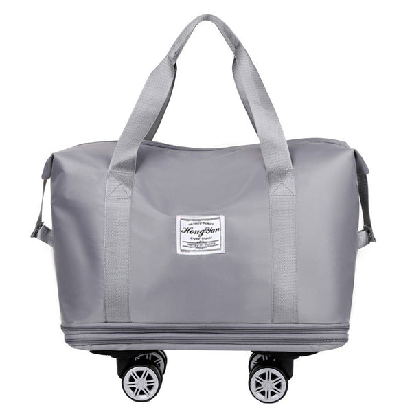Elosung Grey Large Capacity Travel Bag With Expandable Design Waterproof & Wet Dry Separation 360A Spinner Wheels Ideal For Students Business And Mate
