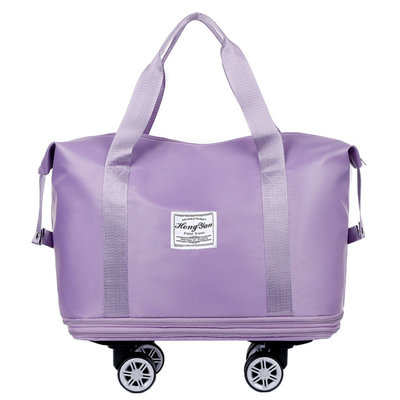 Elosung Light Purple Large Capacity Travel Bag With Expandable Design Waterproof And Wet Dry Separation 360A Spinner Wheels Ideal For Students Busines