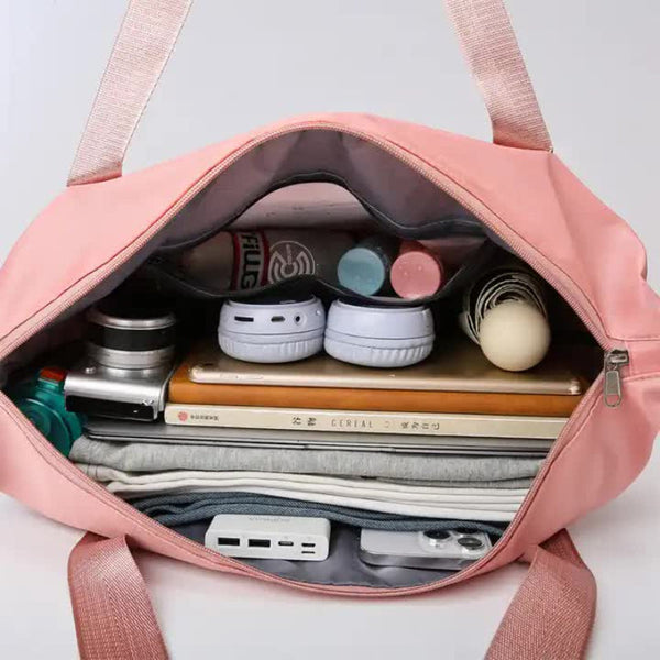 Elosung Pink Large Capacity Travel Bag With Expandable Design Waterproof & Wet Dry Separation 360 Degree Spinner Wheels Ideal For Students Business An