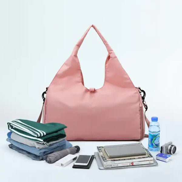 Elosung Grey Oxford Fabric Women's Shoulder Bag Large Capacity Yoga & Gym With Separate Shoe Compartment Stylish Functional Sport Women's Bags & Handb