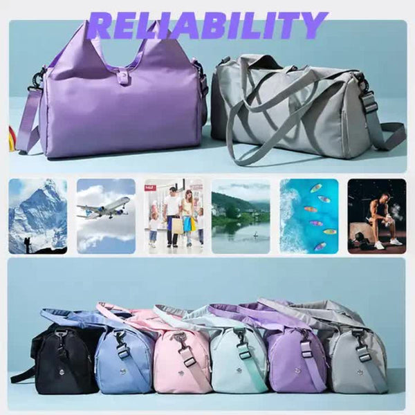 Elosung Purple Oxford Fabric Women's Shoulder Bag Large Capacity Yoga & Gym With Separate Shoe Compartment Stylish Functional Sport Women's Bags & Han