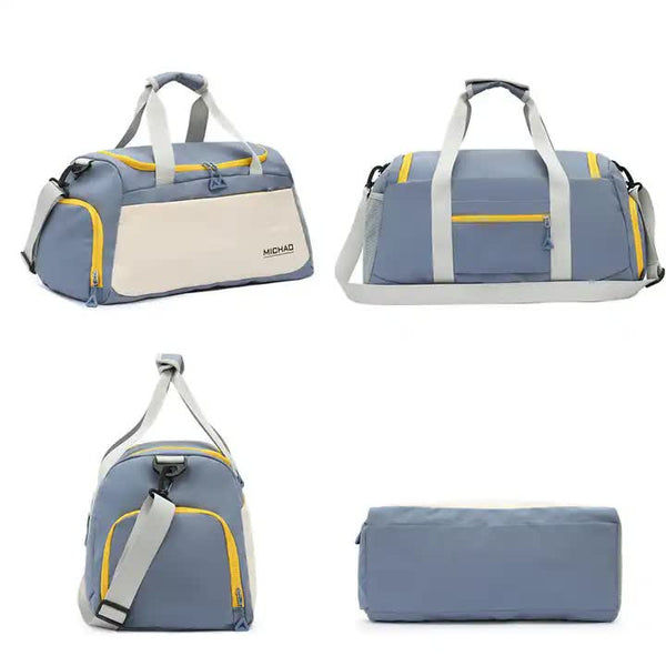 Elosung Blue Large Capacity Gym Bag With Wet And Dry Separation Multifunctional Travel Sports Swimming For Men Women Duffle Bags