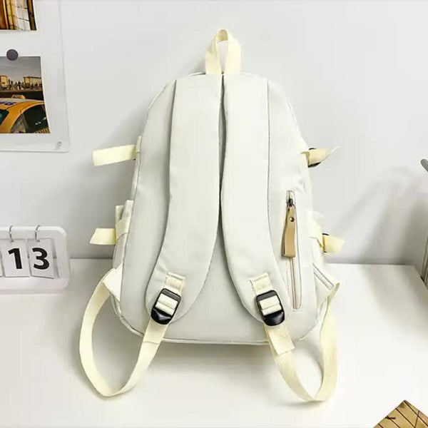 Elosung White Stylish And Simple Backpack For High School College Students Trendy Womens Casual Travel Daily Use Women Backpacks