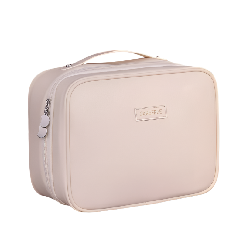 Elosung White 5 In 1 Multi Function Pu Makeup Organizer Large Capacity Cosmetic Storage Bag With Dividers Portable And Premium Quality Makeup Bags & C