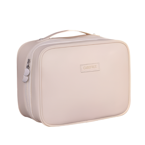 Elosung White 5 In 1 Multi Function Pu Makeup Organizer Large Capacity Cosmetic Storage Bag With Dividers Portable And Premium Quality Makeup Bags & C