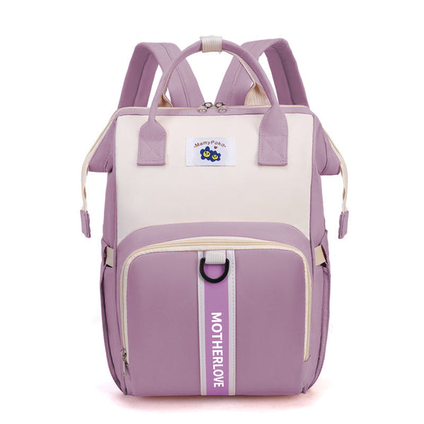 Elosung Purple New Large Capacity Mommy Bag Portable And Lightweight Multi Function Diaper Backpack Stylish Little One Storage Women Backpacks