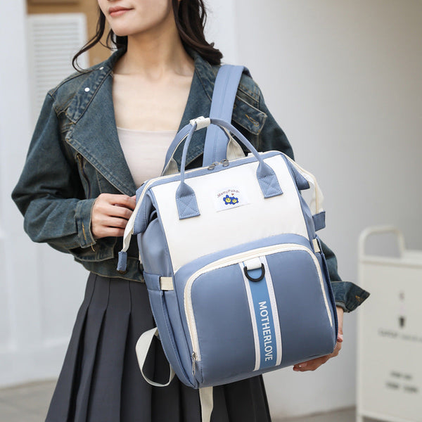 Elosung Blue New Large Capacity Portable And Lightweight Multi Function Diaper Backpack Stylish Little One Mom Storage Bag Women Backpacks