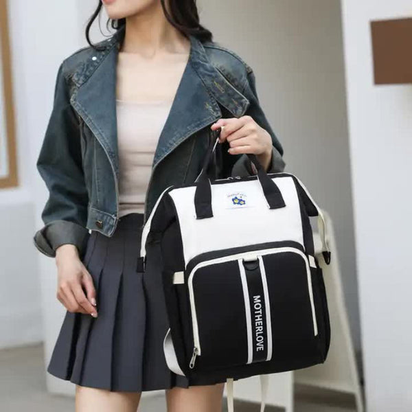 Elosung Black New Large Capacity Mommy Bag Portable And Lightweight Multi Function Diaper Backpack Stylish Storage Women Backpacks