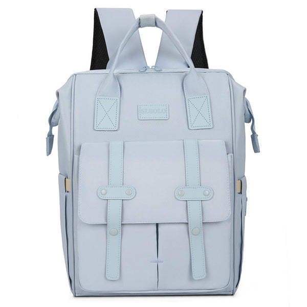 Light Blue Fashionable Multi Function Mommy Bag Large Capacity Diaper Tote And Backpack For Moms Ideal Travel Everyday Use Women Backpacks