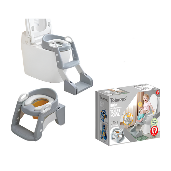 Grey Children's Toilet Trainer Seat A Foldable Potty Ladder With Color Box Easy Use For Kids Toilet Training