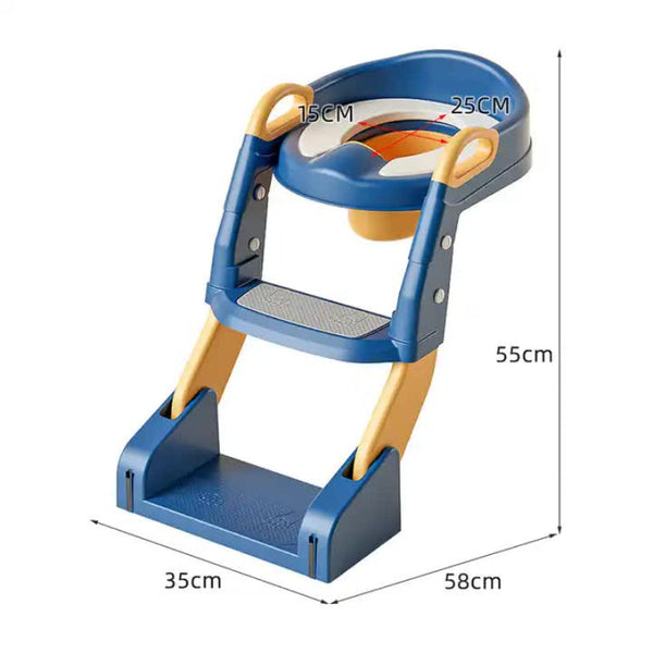 Grey Children's Toilet Trainer Seat A Foldable Potty Ladder With Color Box Easy Use For Kids Toilet Training