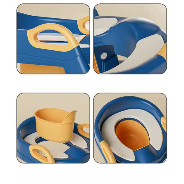 Grey Children's Toilet Trainer Seat A Foldable Potty Ladder With Color Box Easy Use For Kids Toilet Training