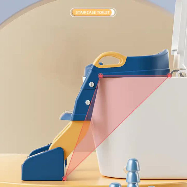 Grey Children's Toilet Trainer Seat A Foldable Potty Ladder With Color Box Easy Use For Kids Toilet Training