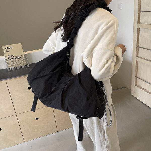 Elosung White Fashionable Lightweight Shoulder Bag Compact Fitness Yoga Sports For Women Casual Training Women's Bags & Handbags