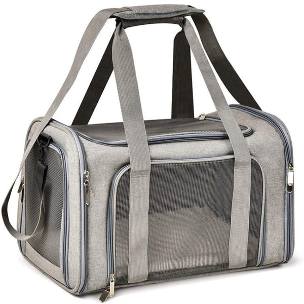 Elosung L Grey Foldable Pet Carrier Bag Large Capacity Travel For 2 Small Pets Comfortable And Stylish Cat Backpack & Easy To Carry Pet Transport