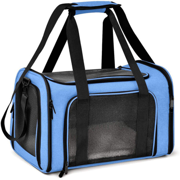 Elosung L Blue Foldable Pet Carrier Bag Large Capacity Travel For 2 Small Pets Comfortable And Stylish Cat Backpack & Easy To Carry Pet Transport