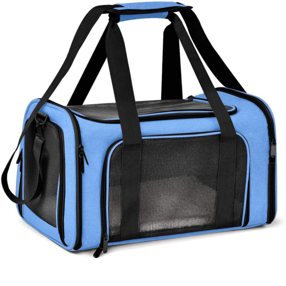 Elosung Xl Blue Portable Foldable Pet Carrier Bag Large Capacity Travel For 2 Small Pets Comfortable And Stylish Cat Backpack & Easy To Carry Pet Tran