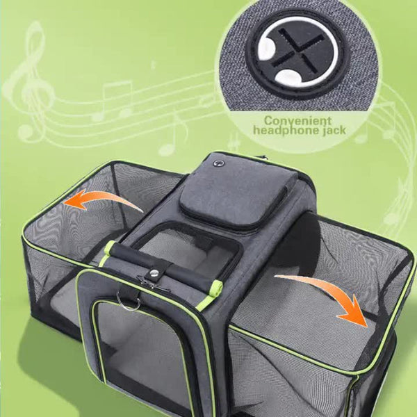 Elosung Gray Blue Foldable Pet Carrier Bag Large Capacity Travel Backpack For Cats Small Dogs Expandable Handheld Outdoor Adventures Pet Transport