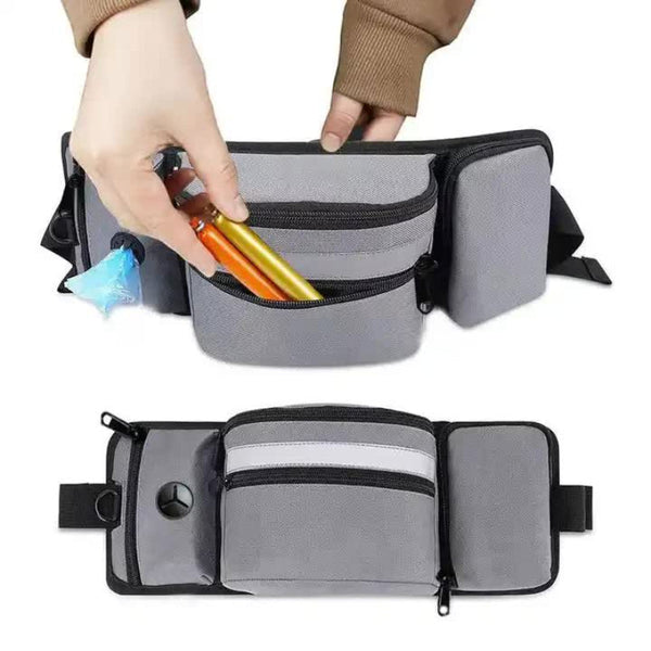 Elosung Grey Dog Training Bag Multi Function Pet Snack Pouch Waste Holder And Waist For Walking Outdoor Adventures Treat Bags