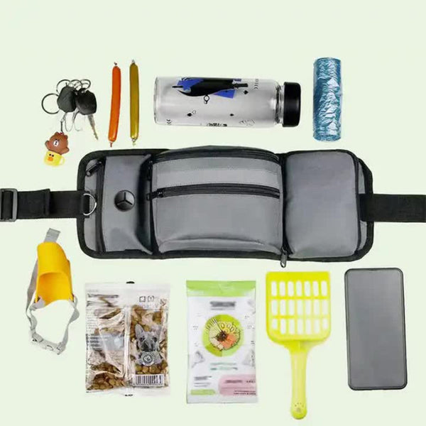 Elosung Grey Dog Training Bag Multi Function Pet Snack Pouch Waste Holder And Waist For Walking Outdoor Adventures Treat Bags