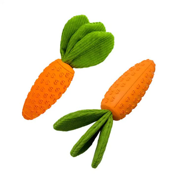 Elosung 2 Pcs Durable Rubber Carrot Dog Toy Squeaky Chew For Large Dogs Puppy Teething And Dental Care Interactive Play Bored Pets Dog Toys
