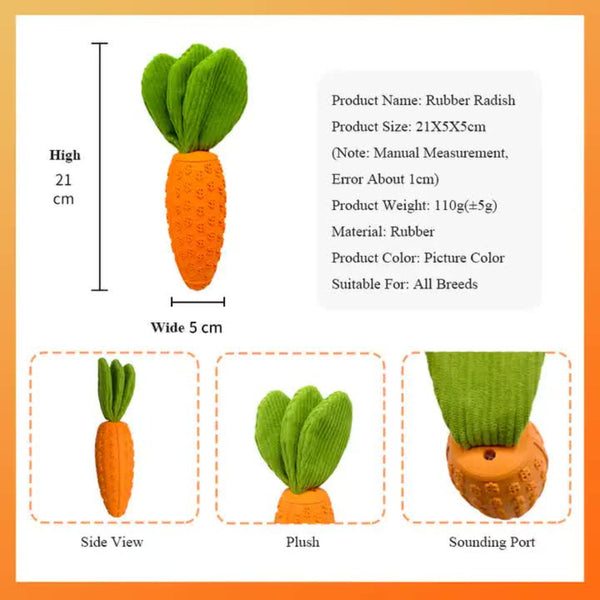 Elosung 2 Pcs Durable Rubber Carrot Dog Toy Squeaky Chew For Large Dogs Puppy Teething And Dental Care Interactive Play Bored Pets Dog Toys