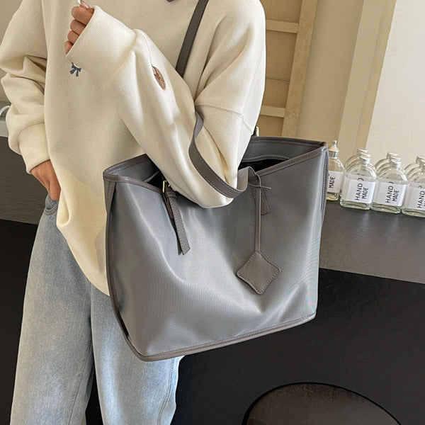 Elosung Grey New Large Capacity Tote Bag Simple Versatile Handbag For Casual Outings Lightweight And Stylish Women's Bags & Handbags