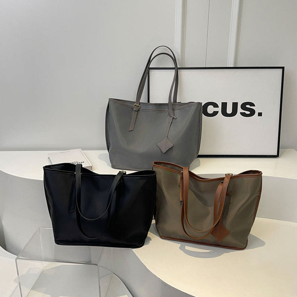 Elosung Grey New Large Capacity Tote Bag Simple Versatile Handbag For Casual Outings Lightweight And Stylish Women's Bags & Handbags