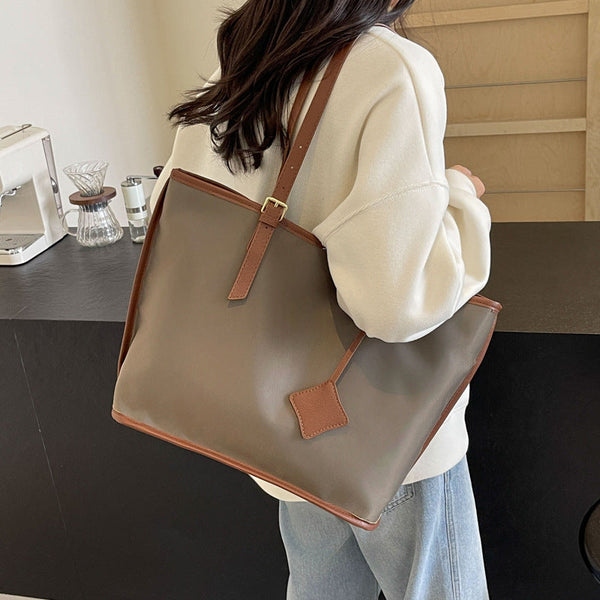 Elosung Brown New Large Capacity Tote Bag Simple Versatile Handbag For Casual Outings Lightweight And Stylish Women's Bags & Handbags