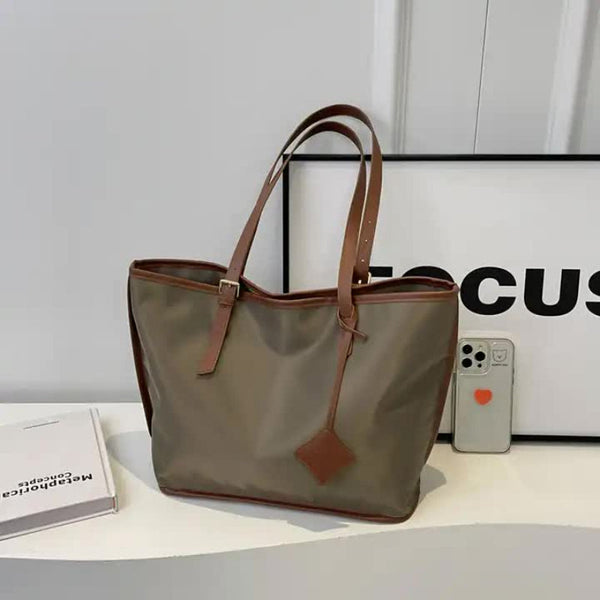 Elosung Brown New Large Capacity Tote Bag Simple Versatile Handbag For Casual Outings Lightweight And Stylish Women's Bags & Handbags