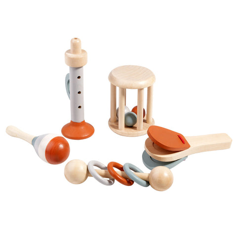 Elosung Orff Instrument Set For Kids Includes Rattle Maraca Bell Trumpet And Bed Early Learning Musical Toy Toddlers Musical Toys