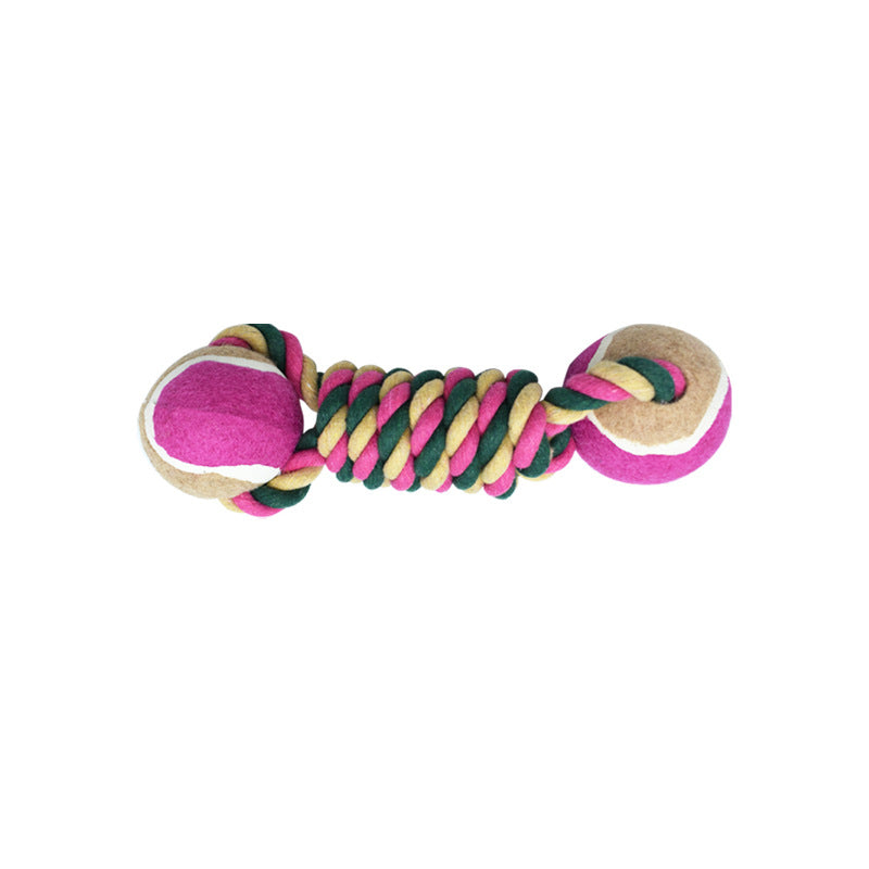 Elosung 2 Pcs Rose Red Durable Cotton Rope And Tennis Ball Dog Toy Set Chew Resistant Tug Toys With Dumbbell Perfect For Dogs Of All Sizes Dog Toys