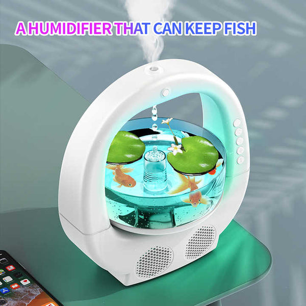 White 3 In 1 Anti Gravity Humidifier Multifunctional Aromatherapy Machine Bluetooth Compatible Speaker Fish Tank Ambient Light Humidifiers