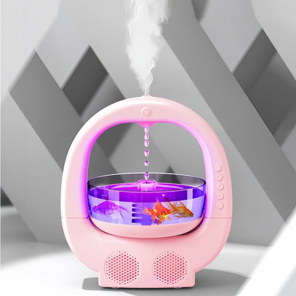 Pink 3 In 1 Anti Gravity Humidifier Multifunctional Aromatherapy Machine Bluetooth Compatible Fish Tank Ambient Light Humidifiers