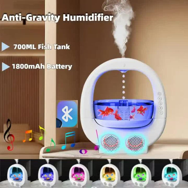 Pink 3 In 1 Anti Gravity Humidifier Multifunctional Aromatherapy Machine Bluetooth Compatible Fish Tank Ambient Light Humidifiers