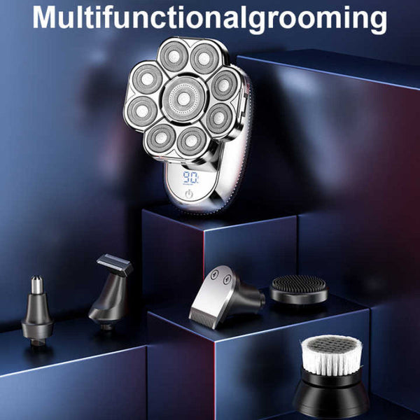 Elosung New Digital Display 9 Blade Electric Shaver 6 In 1 Rechargeable Head & Grooming Kit For Smooth Shaving And Haircutting Men's Shavers